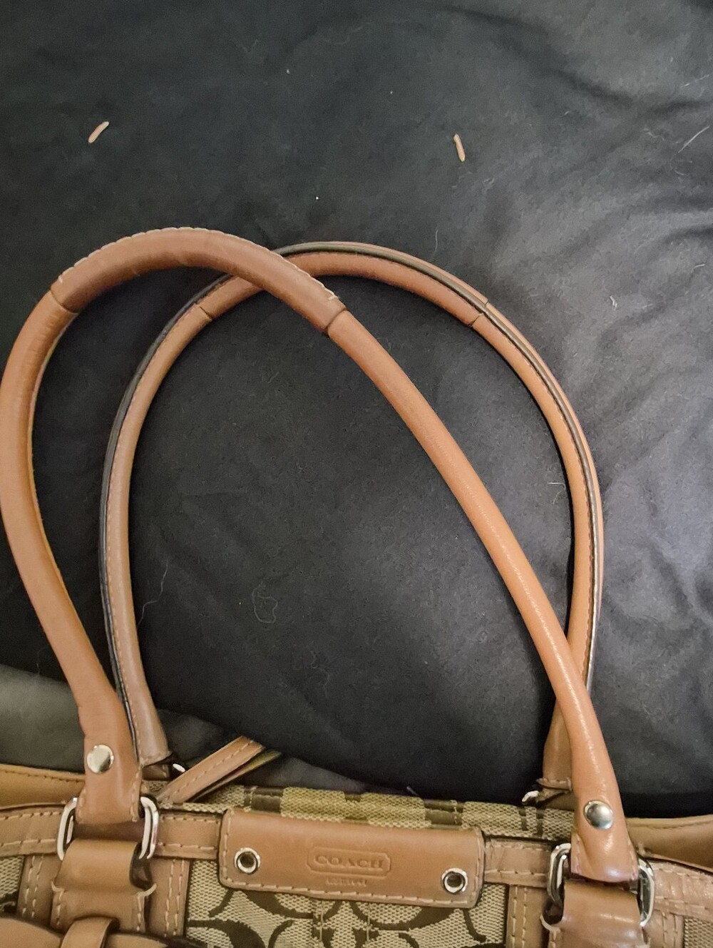 Coach Beige/Brown Signature Tote with Braided Leather Trim - Picture 6 of 6
